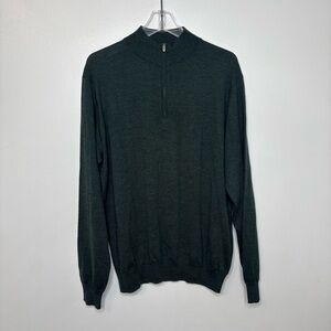 Peter Millar Merino Wool Blend Quarter Zip Sweater Green L Mens Large Pullover